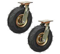 LIQONWAG Pneumaticer Wheels 2 Pcs 8 inch 10 inch Heavy Duty Rubberer, Moving Silent Shock Absorptioner Wheel, Double Ball Beareplacementers with Side Brakes/Swivel/Ø250Mm/10In