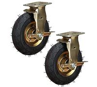 LIQONWAG Pneumaticer Wheels 2 Pcs 8 inch 10 inch Heavy Duty Rubberer, Moving Silent Shock Absorptioner Wheel, Double Ball Beareplacementers with Side Brakes/Brakes/Ø250Mm/10In