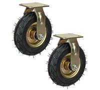 LIQONWAG Pneumaticer Wheels 2 Pcs 8 inch 10 inch Heavy Duty Rubberer, Moving Silent Shock Absorptioner Wheel, Double Ball Beareplacementers with Side Brakes/Fixed/Ø200Mm/8In