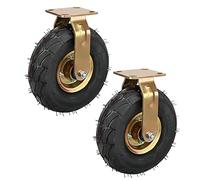 LIQONWAG Pneumaticer Wheels 2 Pcs 8 inch 10 inch Heavy Duty Rubberer, Moving Silent Shock Absorptioner Wheel, Double Ball Beareplacementers with Side Brakes/Fixed/Ø250Mm/10In