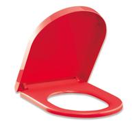 LIQONWAG Pp Toilet Seat, D Shaped Elongated Toilet Seat, Slow Close Toilet Seat with Quick Release Hinges, Easy to Install and Clean, 360° Adjustable Hinge, Quiet-Close Lid and Seat/Red