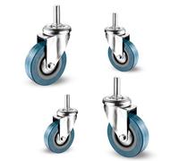 LIQONWAG Pvcnitureer Wheels, No Noise Swiveler Wheels, Dual Lockinger Wheels, M10 M12 Metal Threaded Stem, for Cabinet, Bookcase, Computer Desk, Pack 4/Swivel/75Mm/M12
