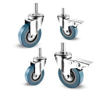 LIQONWAG Pvcnitureer Wheels, No Noise Swiveler Wheels, Dual Lockinger Wheels, M10 M12 Metal Threaded Stem, for Cabinet, Bookcase, Computer Desk, Pack 4/Swivel+Brake/65Mm/M10