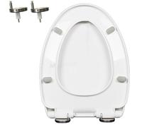 LIQONWAG Quiet Close Toilet Seat, Soft Close Toilet Lid and Seat, 360° Adjustable Hinge,-Click Quick Release, Easy to Clean, Pp, White/47 * 36Cm