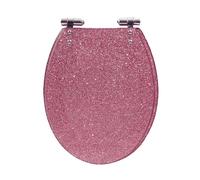 LIQONWAG Resin Toilet Seat, Glitter Toilet Seat Soft Close Quick Release Heavy Duty Toilet Seats with Glitter Cover Acrylic Seats, 36 * 42Cmd Toilet Seat/Pink Toilet Seat