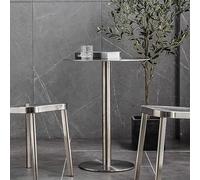 LIQONWAG Round Bar Table, Modern Pub Table Height Bar Table for Bicafé Balcony |Standing Breakfast Desk Sofa Side Tables for Living Room Bedroom | Stainless Steel/50 * 50 * 105Cm