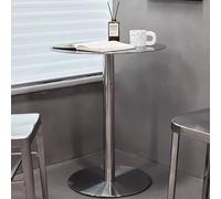 LIQONWAG Round Cocktail Bar Table with Metal Base, Tall Bipub Table, Commercial Dining Table, End Side Table for Balcony Kitchen Living Room Patio, 40Cm/50Cm Stainless Steel Table Top/40 * 40 * 75Cm