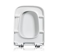 LIQONWAG Round Corner Square Toilet Seat, 45X35.5Cm, Thickened Pp Universal Toilet Seat with-Click Quick Disassembly Hinges for Easy to Install and Clean, White, 35.5Cm Width, 42-48Cm Length