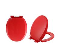 LIQONWAG Round Toilet Seat 360 * 410Mm, Colored Soft Close Toilet Seat with Quick Release and Adjustable Hinges Round Sfor Easy Installation and Cleaning/Red