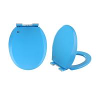 LIQONWAG Round Toilet Seat 360 * 410Mm, Colored Soft Close Toilet Seat with Quick Release and Adjustable Hinges Round Sfor Easy Installation and Cleaning/Blue