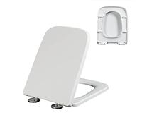 LIQONWAG Round Toilet Seat with Square Front, Square Toilet Seat Soft Close with Cover, Plastic, White Toilet Seats (Width 355 Length 420-480Mm)/04A