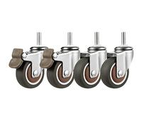 LIQONWAG Set of 4 Swiveler Wheels Threaded Stemmovingers Soft Rubber Wheelswear Smoothers,for Trolley,Cartsniture,Dolly,Workbench/Brake+Universal/Ø50Mm