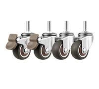 LIQONWAG Set of 4 Swiveler Wheels Threaded Stemmovingers Soft Rubber Wheelswear Smoothers,for Trolley,Cartsniture,Dolly,Workbench/Brake+Universal/Ø38Mm