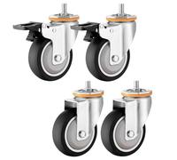 LIQONWAG Set of 4Er Wheels, Metal Threaded Stemers with Brake, Tprnitureer Wheels with Ball Bearings, Safetydual Lockingers, for Cart,Niture and Workbench/M10*30Mm/3In