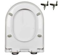 LIQONWAG Slow Close D/U Stoilet Seat with 360° Adjustable Hinge and-Click Quick Release for Easy to Install and Clean, Never Loosen, Pp Material, White/47 * 36Cm