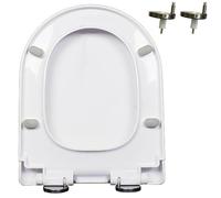 LIQONWAG Slow Close D/U Stoilet Seat with 360° Adjustable Hinge and-Click Quick Release for Easy to Install and Clean, Never Loosen, Pp Material, White/45 * 35Cm
