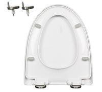 LIQONWAG Slow Close Toilet Seat Cover with Soft Close Adjustable Hinge, Quiet-Close Toilet Lid and Seat with-Click Quick Release for Easy to Install and Clean, Never Loosen, Pp, White/47 * 38Cm