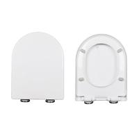 LIQONWAG Slow Close Toilet Seat, White Pp Toilet Seats with Non-Slip Seat Bumpers, D/U Shaped Toilet Seat Cover with Adjustable Hinge and Quick Release for Easy to Install and Clean/33.5 * 42Cm