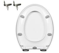 LIQONWAG Slow Close Toilet Seat with 360° Adjustable Hinge and-Click Quick Release, Quiet-Close Toilet Lid and Seat, Easy to Clean, Never Loosen, O Stoilet Seat Cover, White, Pp, 43X37Cm