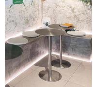 LIQONWAG Small Round Table for Reception Area and Breakout Room, Standing Coffee Tables Outdoor Side Table Stainless Steel Height Tablestanding Breakfast Desk/50 * 50 * 95Cm