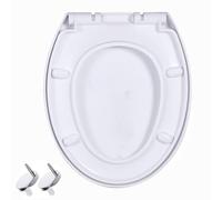 LIQONWAG Soft Close Quick Release Toilet Seat - Heavy Duty Adjustable Stainless Hinges, O Stoilet Seats Cover for Easy Cleaning & Simple Top Fixing - White Toilet Lid - Pp - 37X42Cm