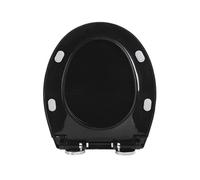 LIQONWAG Soft Close Toilet Seat O S- 37 * 44Cm Toilet Lid Pp Material, Quick Release, 360° Adjustable Top Hinges Fits Most Standard Pans - Oval Light Weight Loo Seat/Black