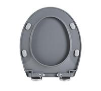 LIQONWAG Soft Close Toilet Seat O S- 37 * 44Cm Toilet Lid Pp Material, Quick Release, 360° Adjustable Top Hinges Fits Most Standard Pans - Oval Light Weight Loo Seat/Gray