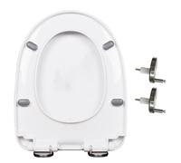 LIQONWAG Soft Close Toilet Seat, Quiet-Close Toilet Lid, D/U Stoilet Seat Cover with Quick-Release and Adjustable Hinge for Easy to Install and Clean, Pp, White, 45X34Cm