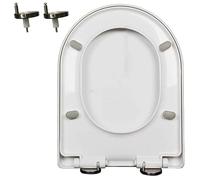 LIQONWAG Soft Close Toilet Seat, Quiet Close Toilet Seat Cover, D/U Stoilet Seats with-Click to Quick-Release for Easy to Cleaning, 360° Adjustable Hinge, Pp, White/47 * 36Cm