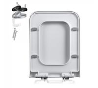 LIQONWAG Soft Close Toilet Seat Square - Pp White Toilet Seat with Quick Release, Easy Installation with Top Fixing Adjustable Hinges, Rectangle/36 * 47Cm