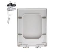 LIQONWAG Square Toilet Seat Soft Close White, with Quick Release and Adjustable Hinges for Easy Cleaning, Top Fixing, Pp Toilet Lid Rectangular Toilet Seats/06C