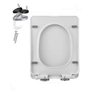 LIQONWAG Square Toilet Seat Soft Close White, with Quick Release and Adjustable Hinges for Easy Cleaning, Top Fixing, Pp Toilet Lid Rectangular Toilet Seats/06A