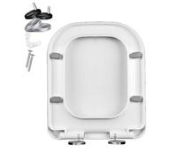 LIQONWAG Square Toilet Seat Soft Close White, with Quick Release and Adjustable Hinges for Easy Cleaning, Top Fixing, Pp Toilet Lid Rectangular Toilet Seats/04B