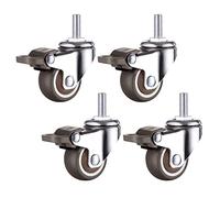 LIQONWAG Swivel Stemer Wheels 1.5 Inchniturewheels,Diameter 38Mm TPE Rubber Wheels,Shopping Cart Wheel Trolley Movinger Wheels,Threaded Stem M10X15Mm,Set of 4/Brake