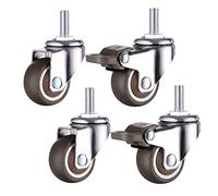 LIQONWAG Swivel Stemer Wheels 1.5 Inchniturewheels,Diameter 38Mm TPE Rubber Wheels,Shopping Cart Wheel Trolley Movinger Wheels,Threaded Stem M10X15Mm,Set of 4/Brake+Universal