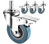 LIQONWAG Swiveler Wheels 2.5 Inch, 3 Inch, M10/M12 Threaded Stem, Dual Locking Silentors, 4 Pack, 270 Lb Load Forniture and DIY Tools/Brake/65Mm(2.5In) M10