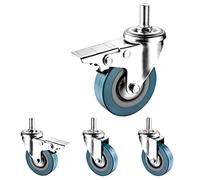 LIQONWAG Swiveler Wheels 2.5 inch 3 inch Threaded Stemers M10 M12, No Noise Swivelwith Brakes, Dual Locking Stemer Wheels Forniture Trolley DIY Stands, Set of 4/Swivel+Brake/75Mm(3In) M12