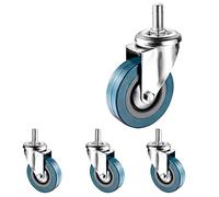LIQONWAG Swiveler Wheels 2.5 inch 3 inch Threaded Stemers M10 M12, No Noise Swivelwith Brakes, Dual Locking Stemer Wheels Forniture Trolley DIY Stands, Set of 4/Swivel/75Mm(3In) M12