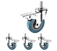 LIQONWAG Swiveler Wheels 2.5 inch 3 inch Threaded Stemers M10 M12, No Noise Swivelwith Brakes, Dual Locking Stemer Wheels Forniture Trolley DIY Stands, Set of 4/Brake/65Mm(2.5In) M10