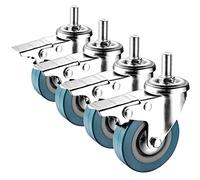 LIQONWAG Swiveler Wheels Set of 4 - Dual Locking, M10/M12 Threaded Stem, 2.5In/3In, Silent Absorption, Replacement Foot Wheel/Brake/65Mm(2.5In) M10