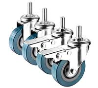 LIQONWAG Swiveler Wheels Set of 4 - Dual Locking, M10/M12 Threaded Stem, 2.5In/3In, Silent Absorption, Replacement Foot Wheel/Swivel+Brake/75Mm(3In) M10