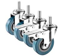 LIQONWAG Swiveler Wheels Set of 4 - Dual Locking, M10/M12 Threaded Stem, 2.5In/3In, Silent Absorption, Replacement Foot Wheel/Swivel+Brake/65Mm(2.5In) M12