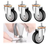 LIQONWAG Swiveler Wheels with Dual Locking Brakes - 4 Pack, M10 M12 Threaded Stem, Replacementers Forniture/Swivel/125Mm-A