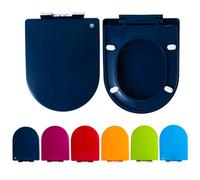 LIQONWAG Toilet Seat D Shape, Colored Toilet Seat Soft Close with Adjustable Hinge, Quick Release Top Fixed Toilet Seat Cover Color Thicked Bathroom Lid/Navy Blue