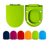 LIQONWAG Toilet Seat D Shape, Colored Toilet Seat Soft Close with Adjustable Hinge, Quick Release Top Fixed Toilet Seat Cover Color Thicked Bathroom Lid/Green