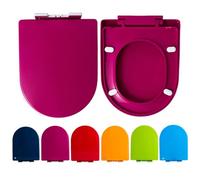 LIQONWAG Toilet Seat D Shape, Colored Toilet Seat Soft Close with Adjustable Hinge, Quick Release Top Fixed Toilet Seat Cover Color Thicked Bathroom Lid/Fuchsia