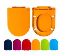 LIQONWAG Toilet Seat D Shape, Colored Toilet Seat Soft Close with Adjustable Hinge, Quick Release Top Fixed Toilet Seat Cover Color Thicked Bathroom Lid/Orange