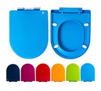LIQONWAG Toilet Seat D Shape, Colored Toilet Seat Soft Close with Adjustable Hinge, Quick Release Top Fixed Toilet Seat Cover Color Thicked Bathroom Lid/Blue