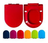 LIQONWAG Toilet Seat D Shape, Colored Toilet Seat Soft Close with Adjustable Hinge, Quick Release Top Fixed Toilet Seat Cover Color Thicked Bathroom Lid/Red