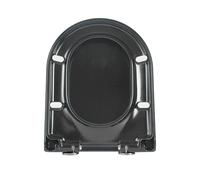 LIQONWAG Toilet Seat Elongated D Shaped with Quiet Close Features and Adjustable Hinge, Robust Quick Release Toilet Lid Easy Install & Easy Clean,36 * 46Cm/Black